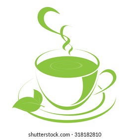 Green tea cup icon.