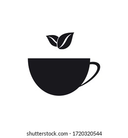 Green tea cup icon glyph illustration