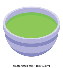 Green tea cup icon. Isometric of green tea cup vector icon for web design isolated on white background