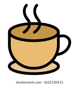 Green tea cup icon. Outline green tea cup vector icon color flat isolated