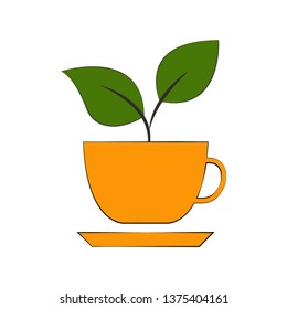 Green tea cup illustration isolated for web and mobile. Vector-Illustration.