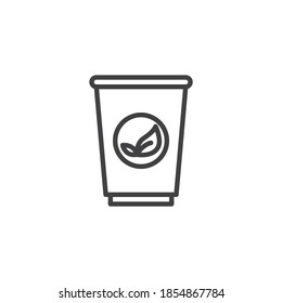 Green tea cup line icon. linear style sign for mobile concept and web design. Herbal tea outline vector icon. Symbol, logo illustration. Vector graphics