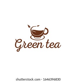 Green Tea cup logo concept design. 