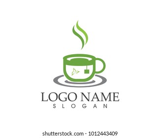 Green tea cup logo design