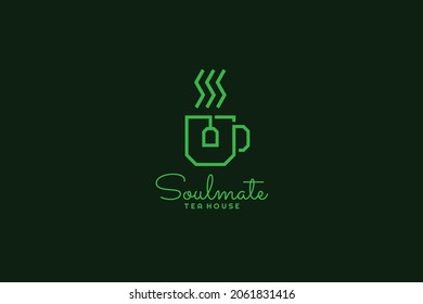 green tea cup logo design, usable logo design for tea brand, tea shop, restaurant,