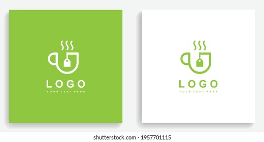 Green Tea Cup Logo. Modern logo icon symbol template vector design