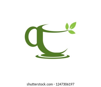 Green tea cup logo template