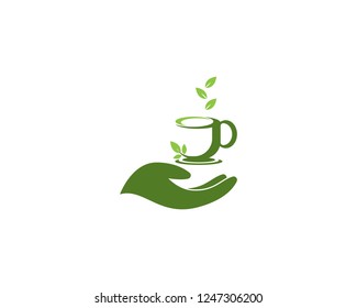 Green tea cup logo template