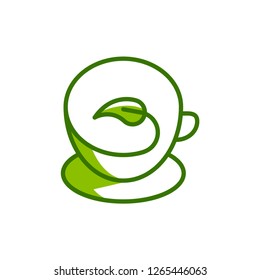 Green tea cup logo template vector icon design
