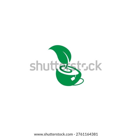 green tea cup logo. vector illustration of cup and tea leaves for icon,symbol or logo. tea leaf cup logo	