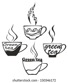 Green tea cup silhouette