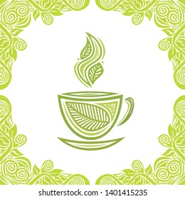 Green tea cup. Vector illustration