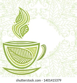 Green tea cup. Vector illustration