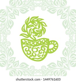 Green tea cup. Vector illustration