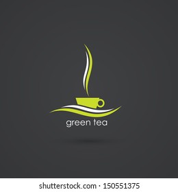 Green tea cup - vector illustration