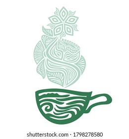 Green tea cup. Vector illustration