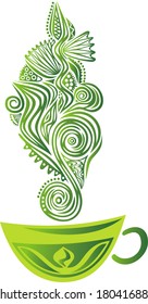 Green tea cup vector illustration