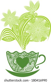 Green tea cup vector illustration