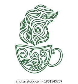Grüne Teetasse. Vektorgrafik