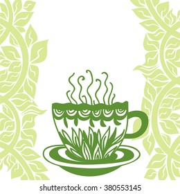 Green tea cup vector illustration
