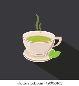 Green Tea cup vector illustration