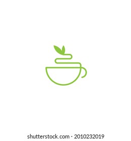 Green Tea Cup Vector Logo