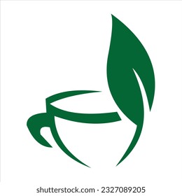 GREEN TEA CUP VECTOR LOGO DESIGN CREATIVE