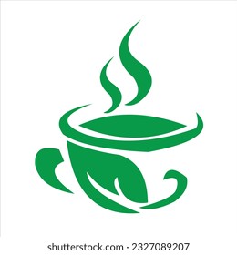 GREEN TEA CUP VECTOR LOGO DESIGN CREATIVE