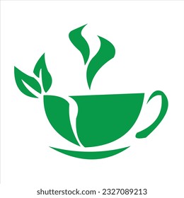 GRÜNE TEE-CUP-VEKTORLOGO-DESIGN KREATIV