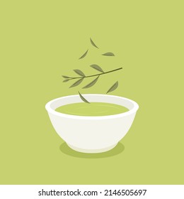 Green tea cup vector. Matcha cup. white background. symbol.