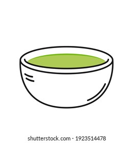 Green tea cup vector. wallpaper. free space for text. Matcha tea vector.