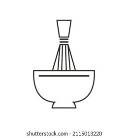 Green tea cup vector. wallpaper. free space for text. Matcha tea whisk.