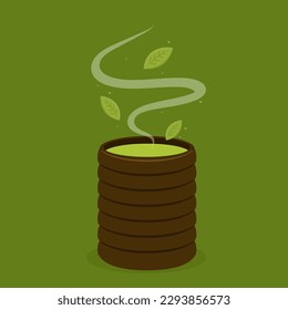 Vector de taza de té verde. fondo de pantalla. espacio libre para texto. Vector de té Matcha.