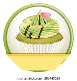 Green tea cupcake with heart topping