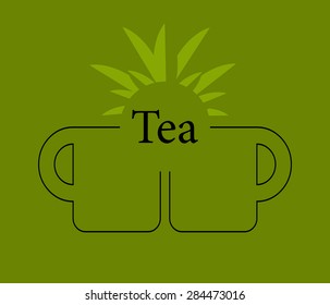 Green tea cup,Vector tea cup on green background,icon cup.