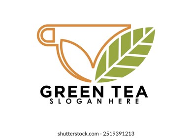 Green tea design with tea leaves and teapot concept