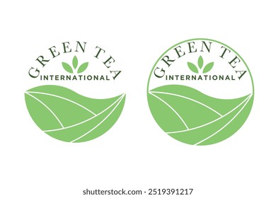 Green tea design with tea leaves and teapot concept