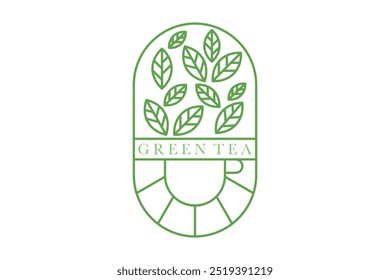 Green tea design with tea leaves and teapot concept