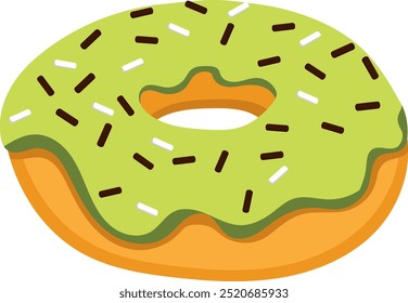 Green tea donuts topped with chocolate shavings