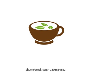 Green Tea Drink Mug Cup Logo Vector Symbol Icon Design Illustration