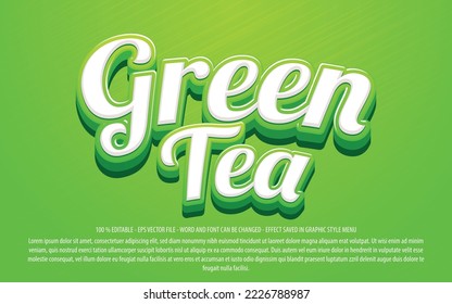 Green tea editable text effect template with 3d style use for logo and business brand