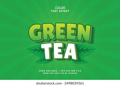 Green Tea editable text effect 3d Template suitable for fresh fruit theme