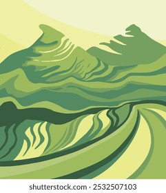 Cartaz verde da fazenda de chá. Ilustração vetorial