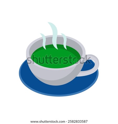 Green Tea, Fitness Flat Vector Illustration Isolated