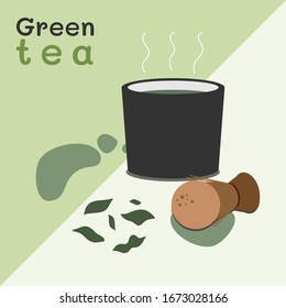 Green tea flat vector illustration,I love Green tea,beverages vector design