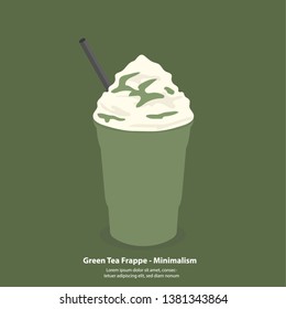 green tea frappe with whipping cream - minimalism