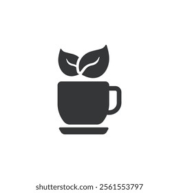 Green tea, herbal drink flat glyph icon. Perfect pixel on transparent background