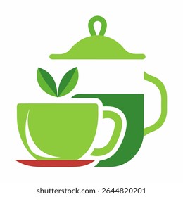 Green tea icon. Tea  with cup symbol.
