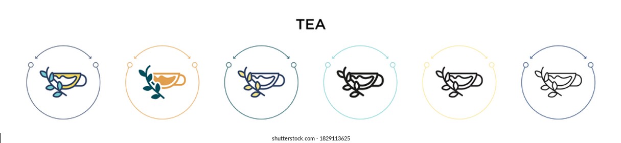 Green tea icon in filled, thin line, outline and stroke style. Vector illustration of two colored and black green tea vector icons designs can be used for mobile, ui, web