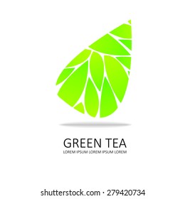 green  tea icon. leaf vector. white background 